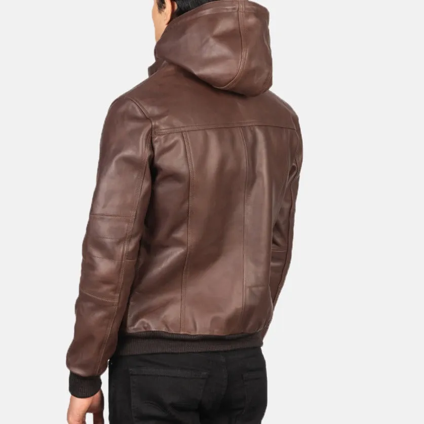 2412 Mush Brown Leather Bomber Jacket