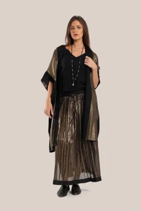 Abaya style coat with short and tiny pleats