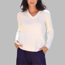 Alashan Cashmere April V-Neck Sweater - White