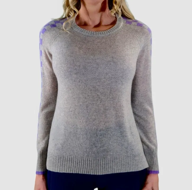 Alashan Cashmere Checkerboard Sweater - Ash/Lilac