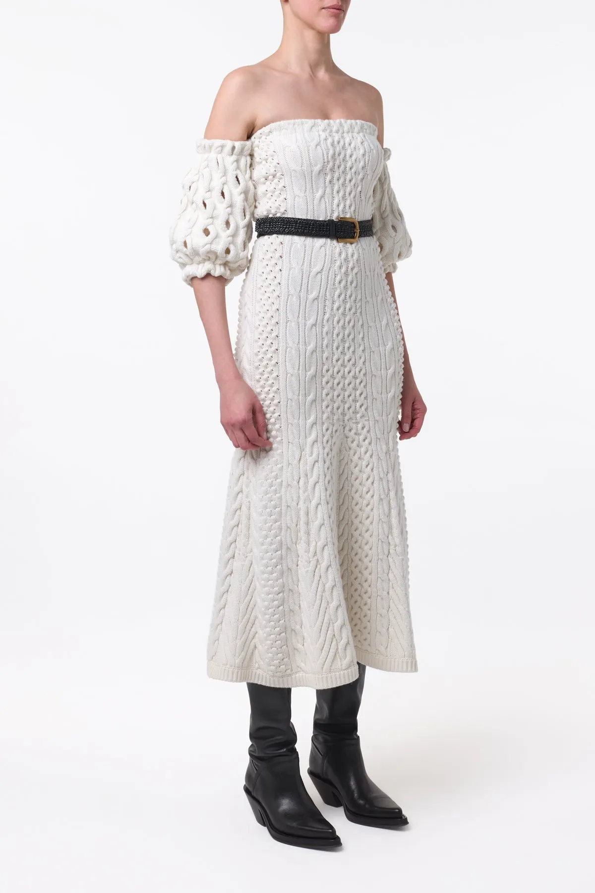 Alastor Knit Maxi Dress in Ivory Wool Cashmere