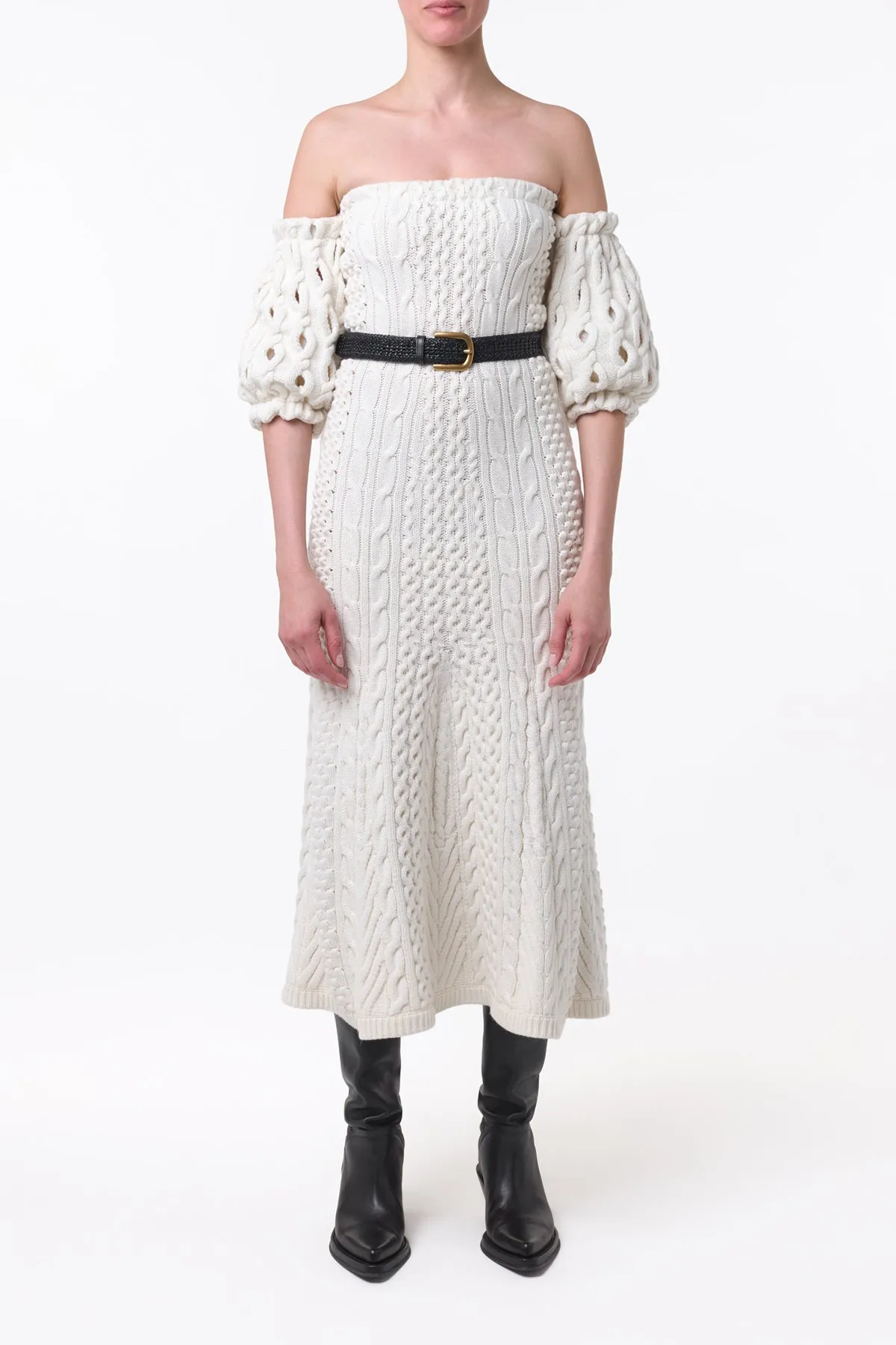 Alastor Knit Maxi Dress in Ivory Wool Cashmere