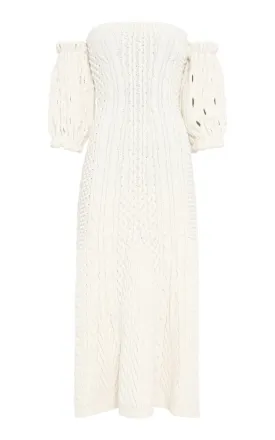 Alastor Knit Maxi Dress in Ivory Wool Cashmere