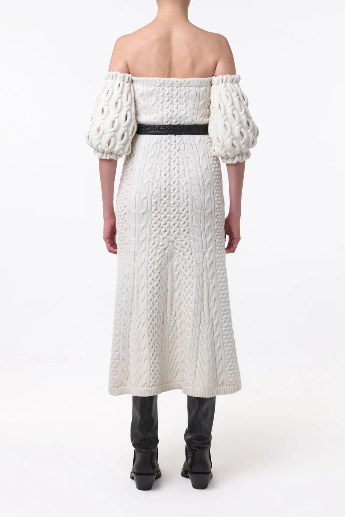 Alastor Knit Maxi Dress in Ivory Wool Cashmere