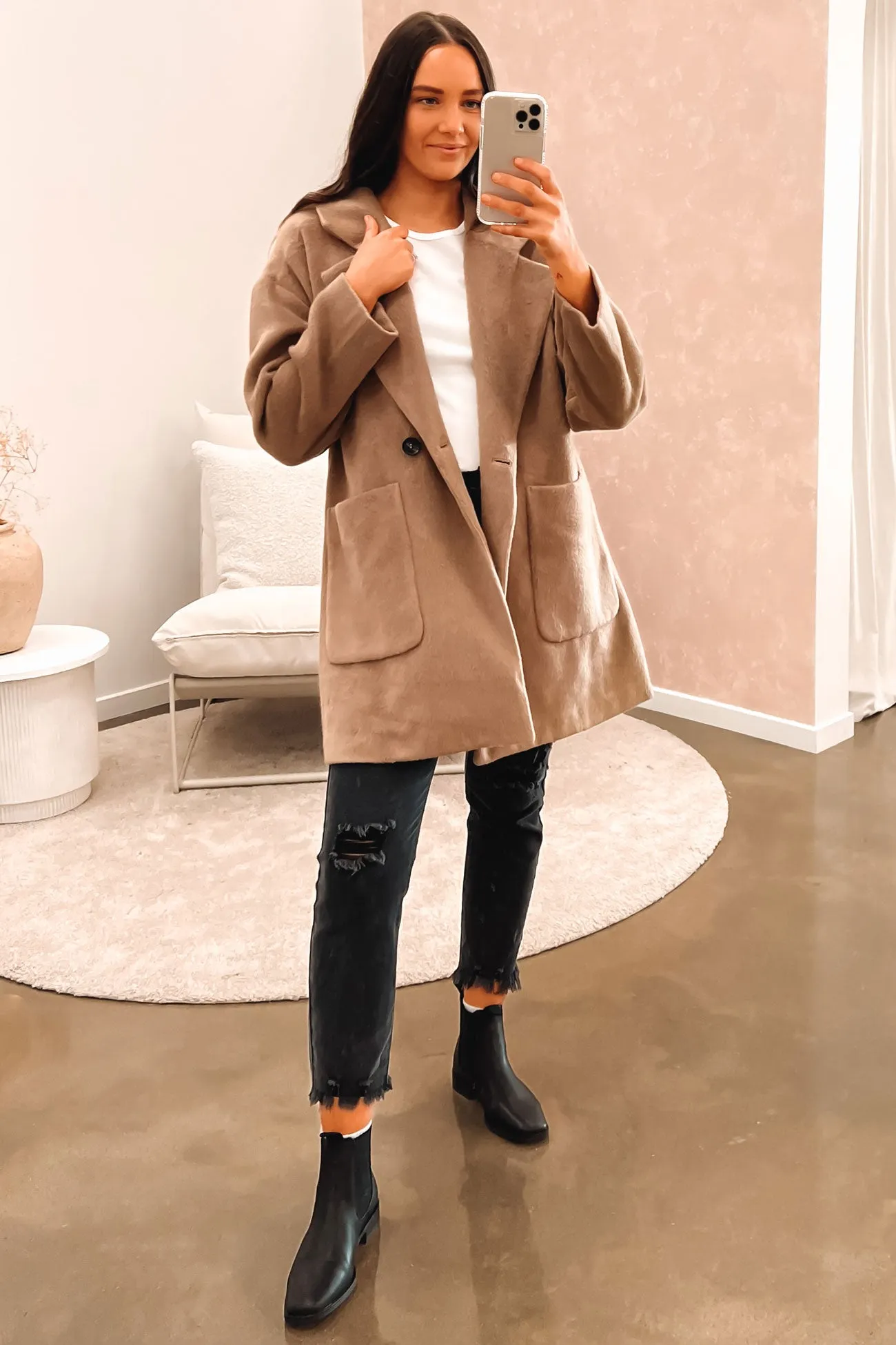 Arden Double Breasted Coat Tan