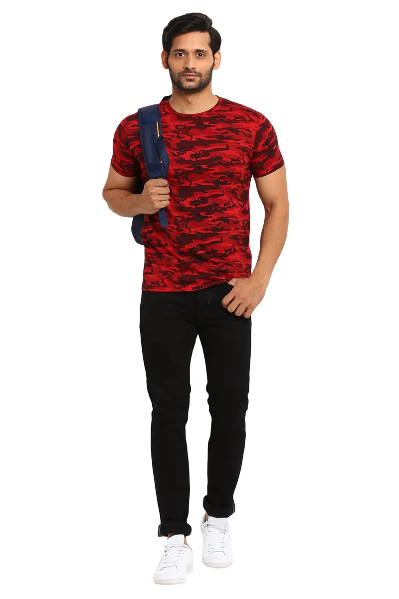 AXMANN Casual T-Shirt (Red | Grey Melange) Combo Pack