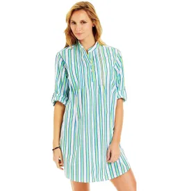 B-Aqua/White Casual Beach Shirt