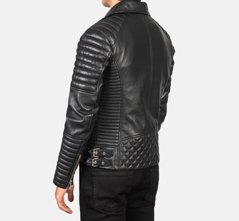 BIKER-1410 MUSH Black Leather Biker Jacket