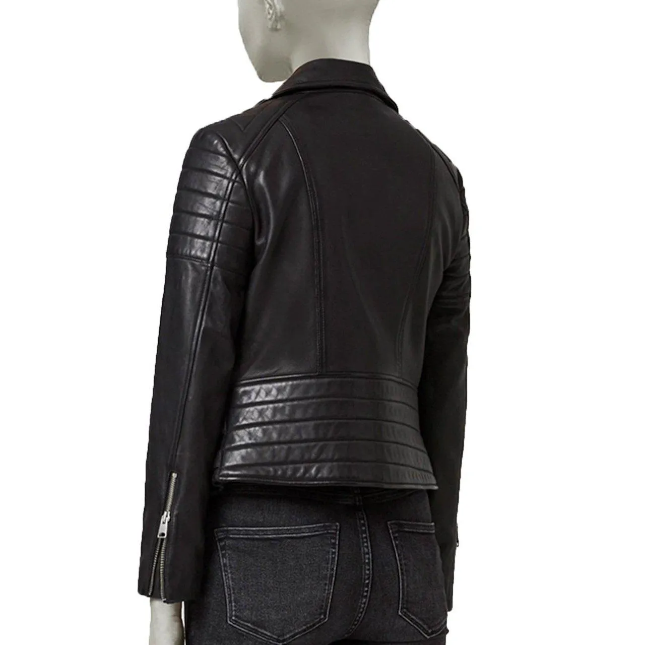 Biker Leather Jacket With Lining Sleeves