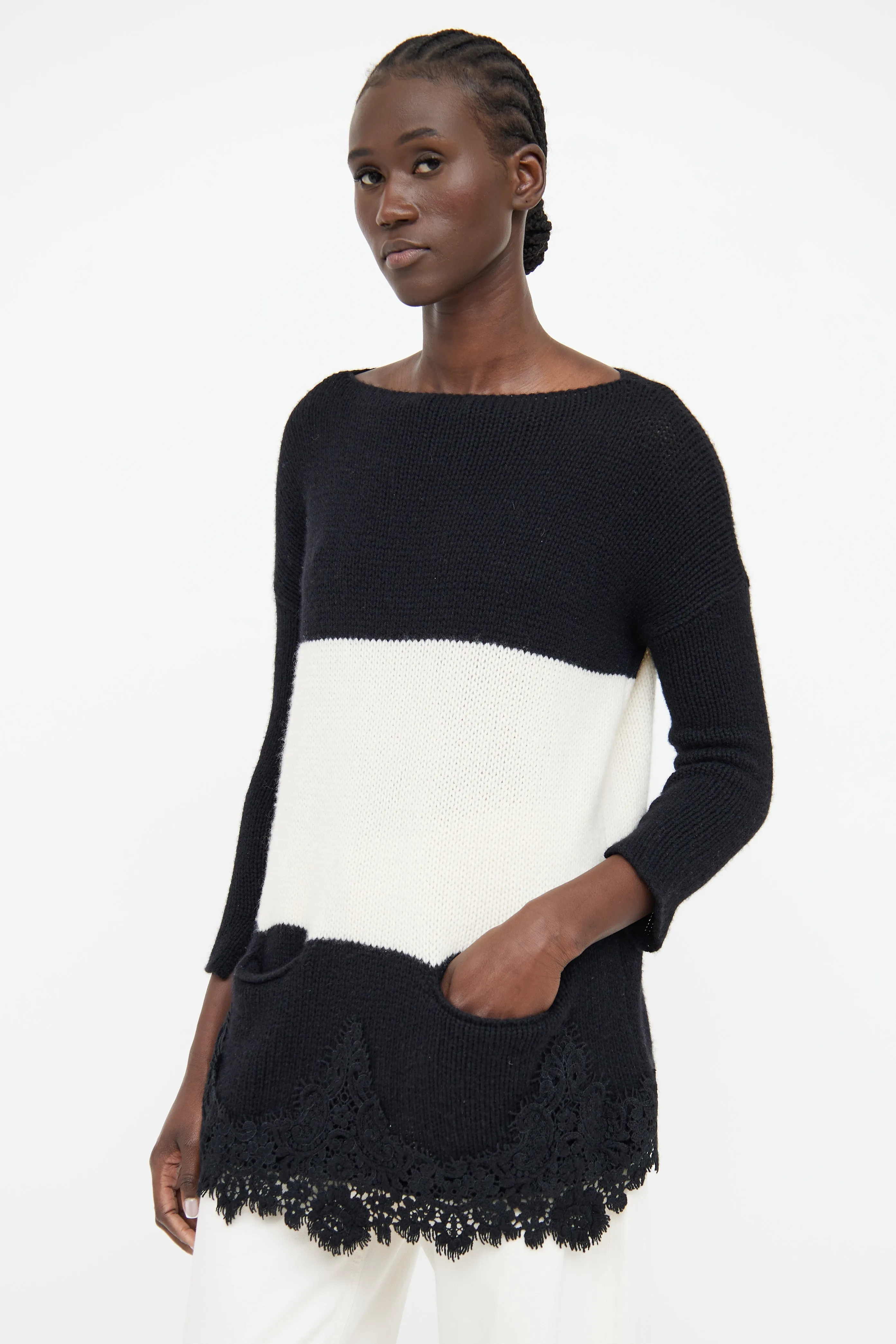 Black & White Cashmere Sweater