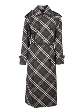 Black Cotton Check Trench