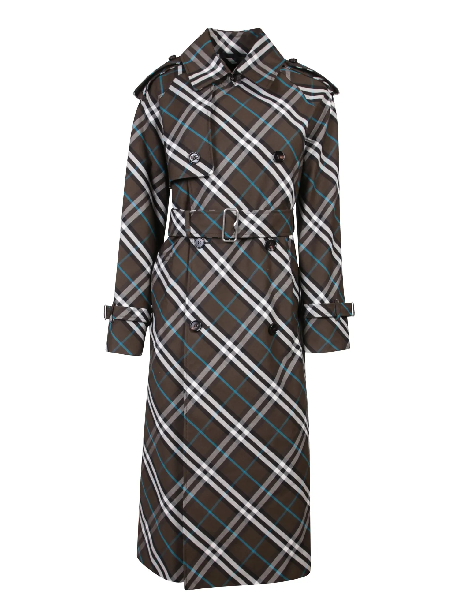 Black Cotton Check Trench