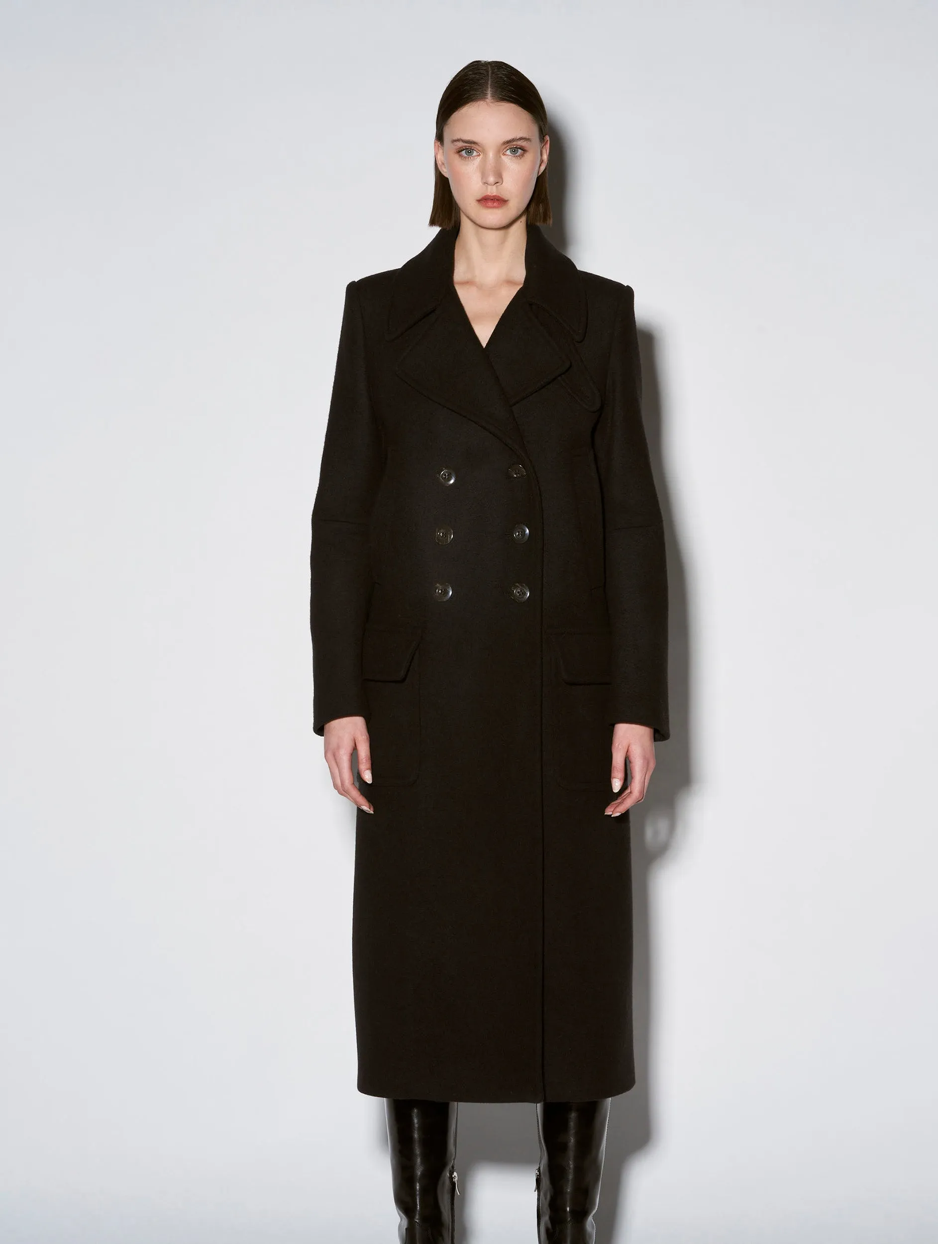 Black wool and cashmere coat