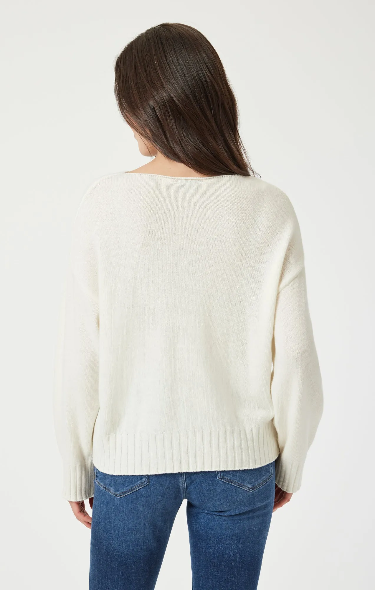 BOAT NECK SWEATER IN ANTIQUE WHITE