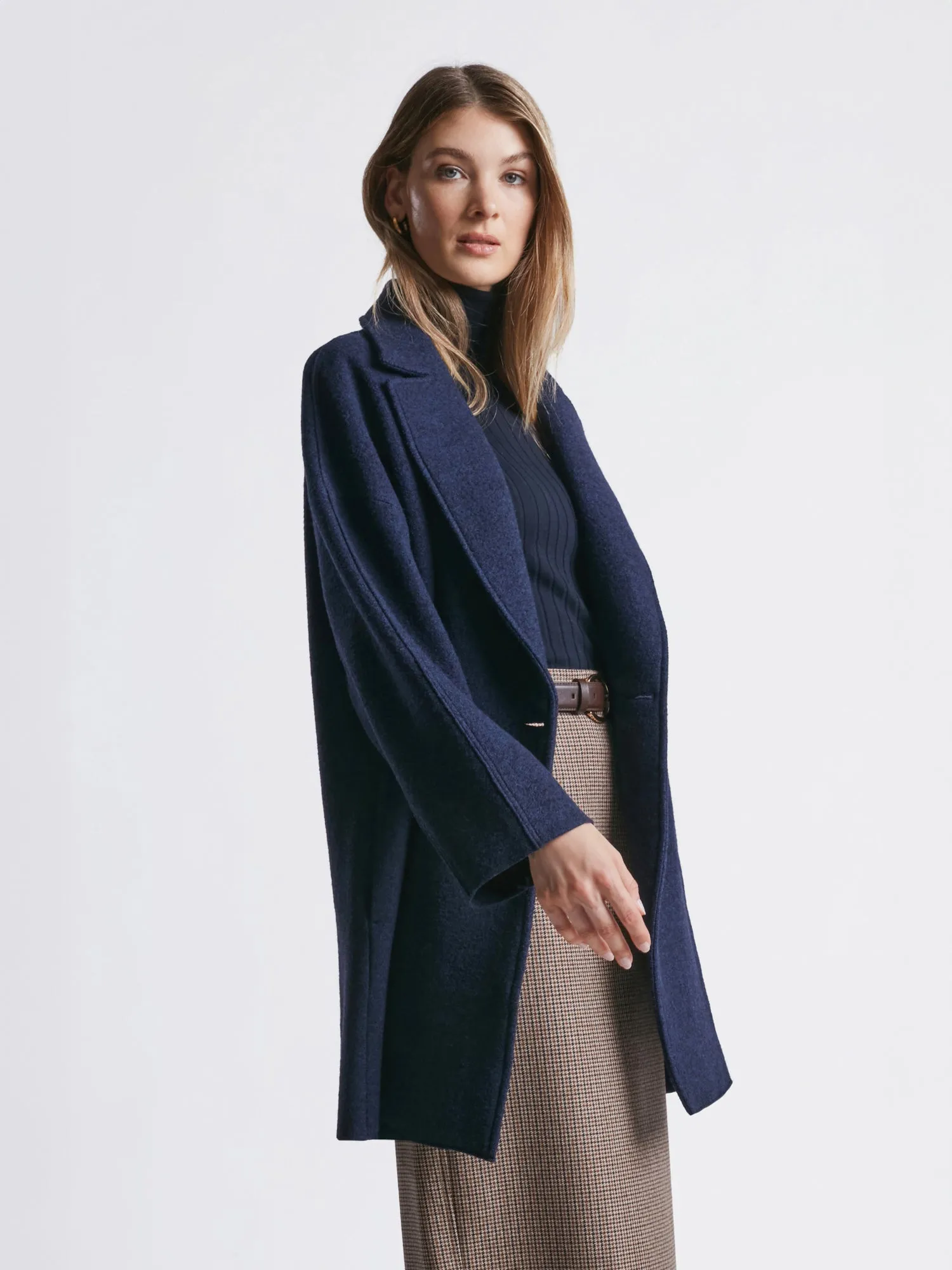 Boiled wool cocoon coat