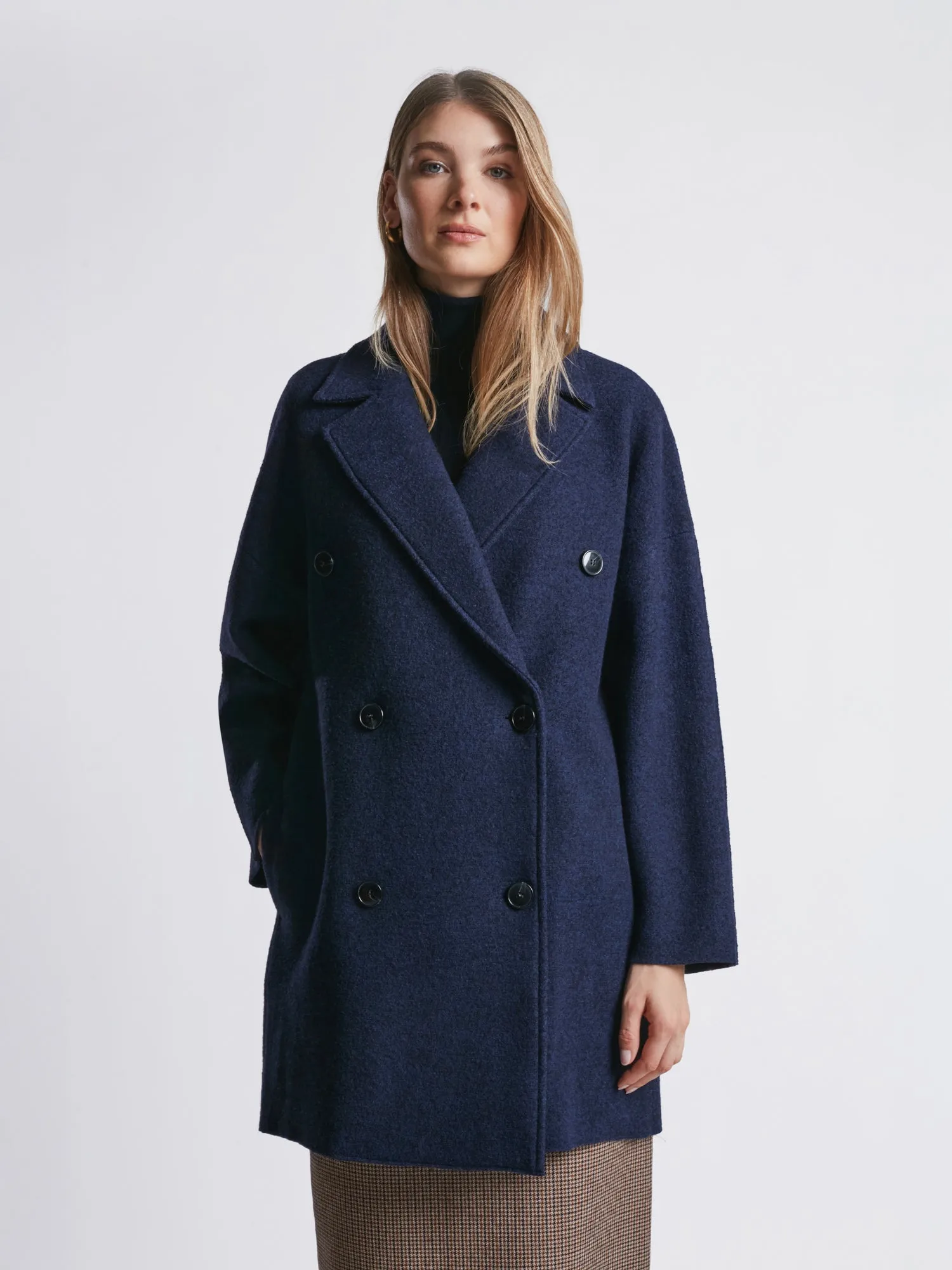 Boiled wool cocoon coat