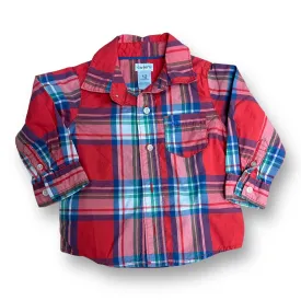 Boys Carter's Size 12 Months Orange & Blue Plaid Button Down Shirt