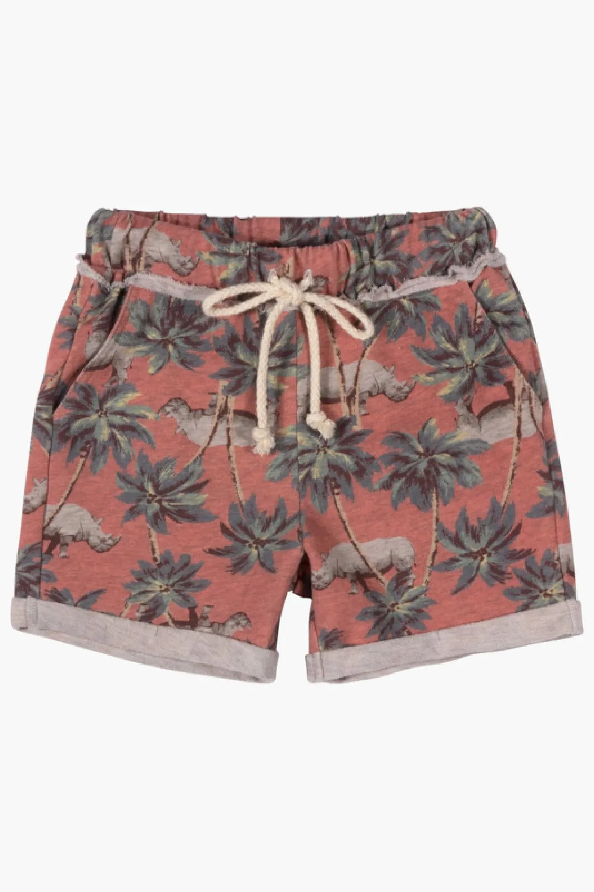 Boys Shorts Paper Wings Red Jungle Rhino