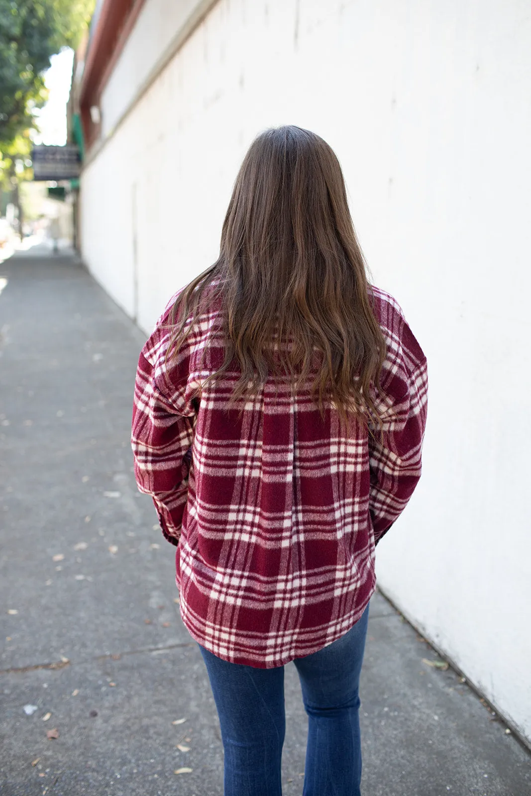 Burgundy Plaid Wool Blend Shacket