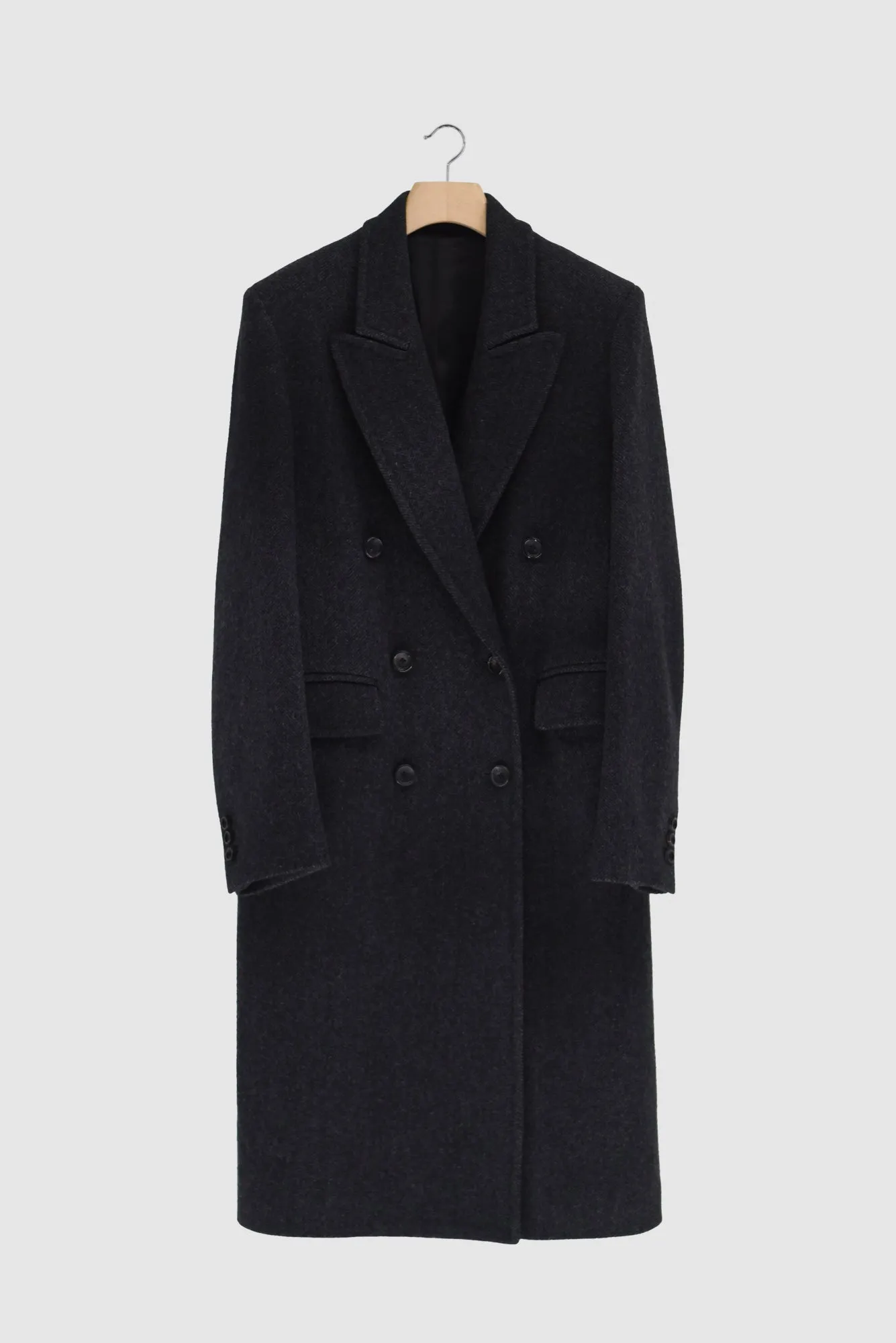 CAMERON - Double-Breasted Wool Coat in Black