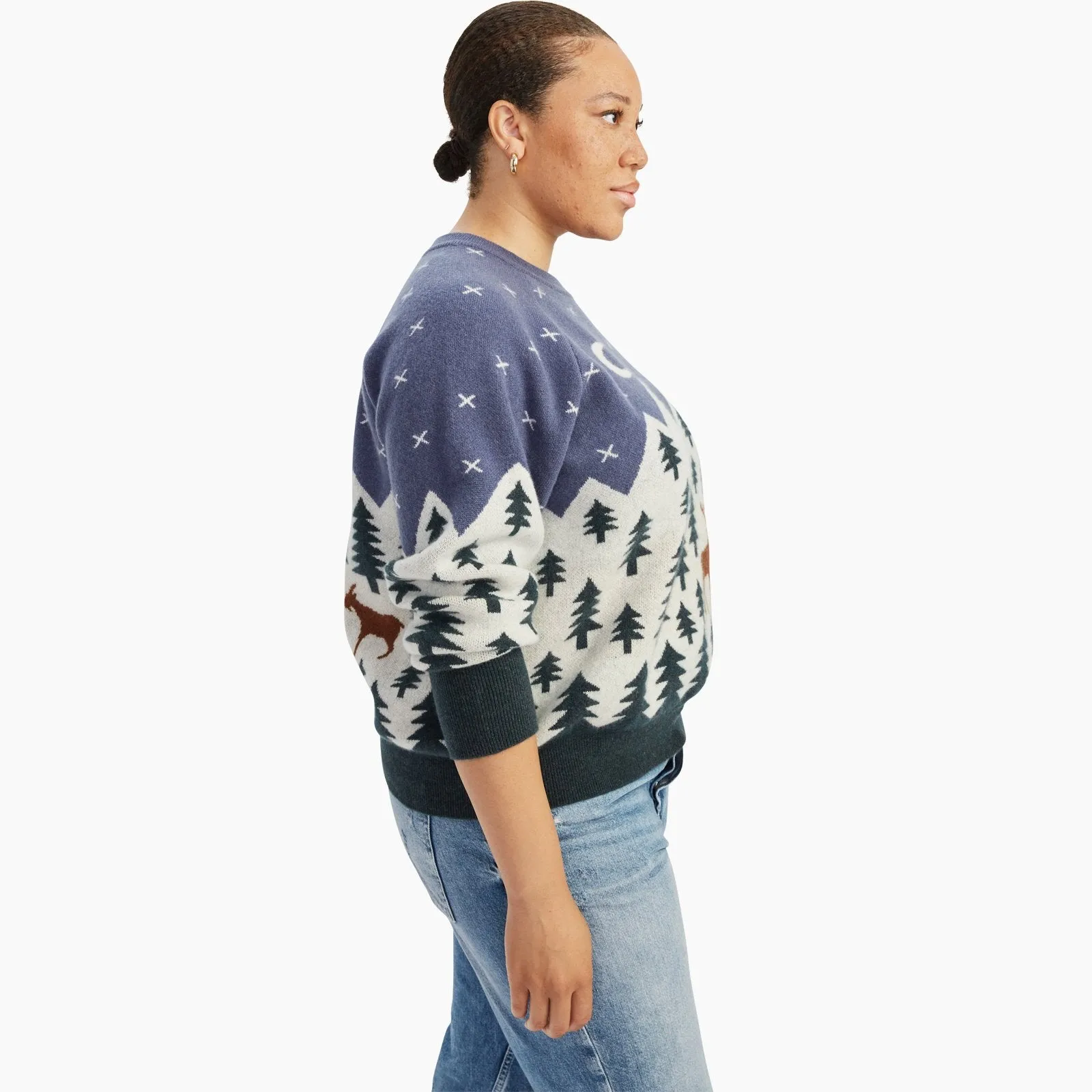 Cashmere Scenic Fair Isle Crewneck Sweater