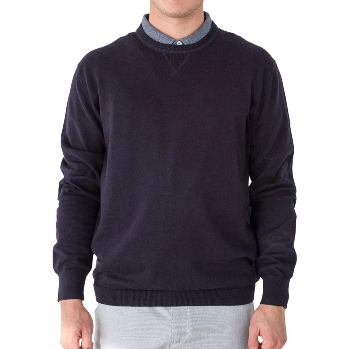 COTTON-CASHMERE CREW SWEATER