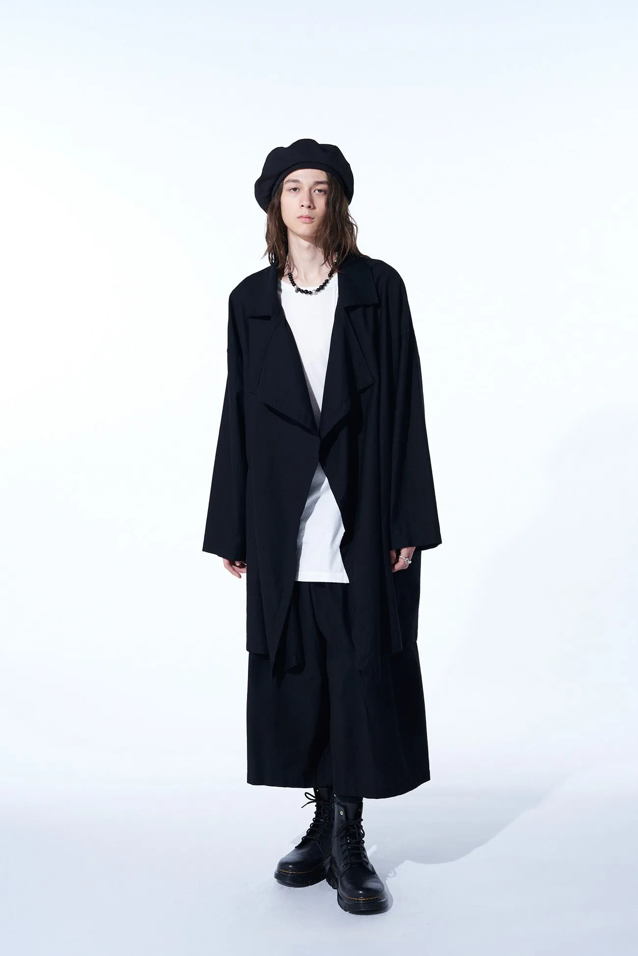 COTTON TWILL FLAME DOUBLE DRAPE COAT