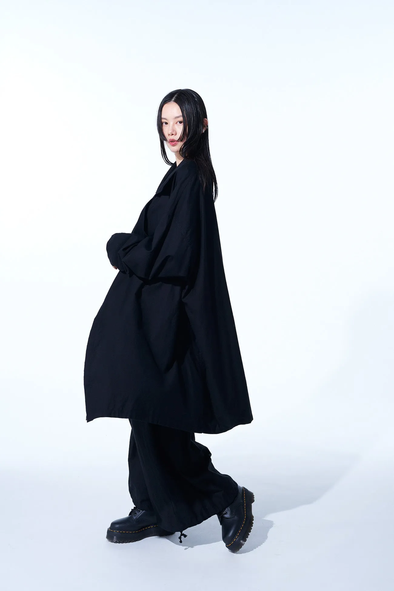 COTTON TWILL FLAME DOUBLE DRAPE COAT