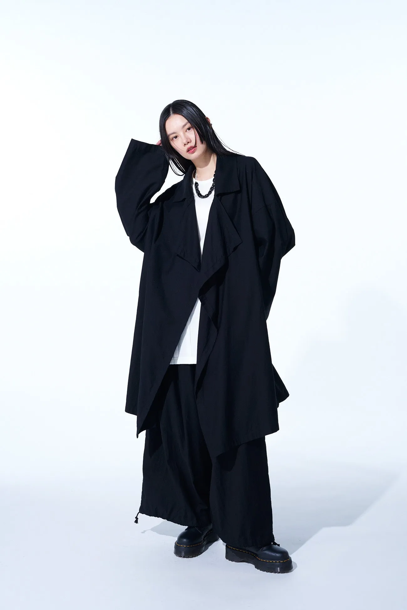 COTTON TWILL FLAME DOUBLE DRAPE COAT