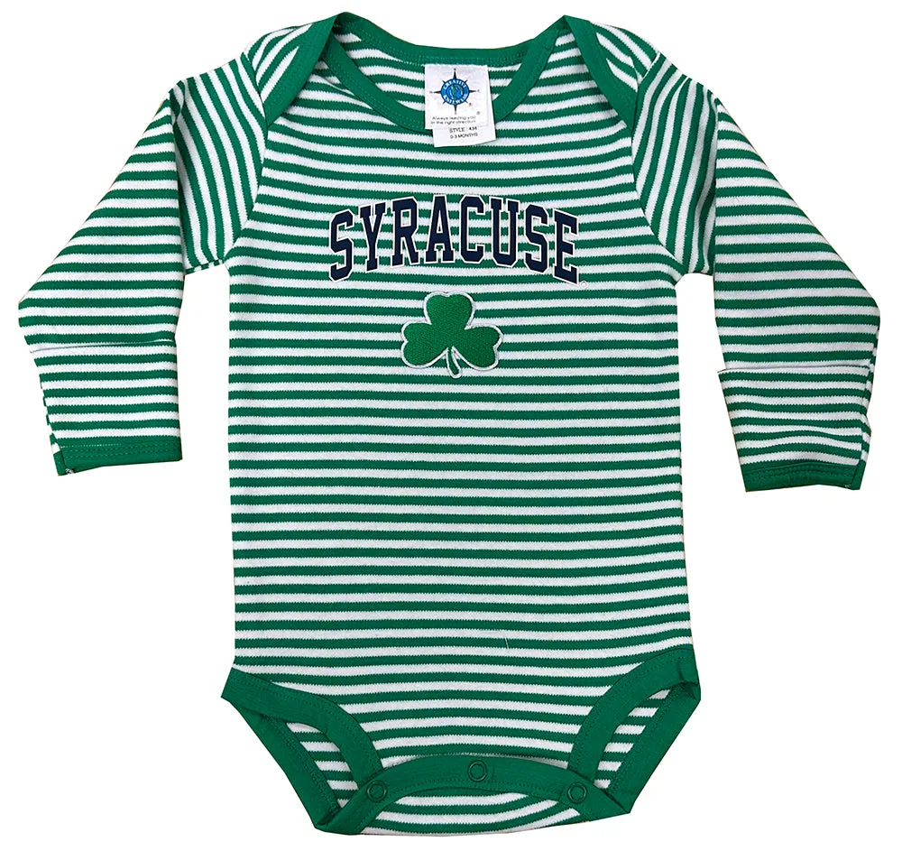 Creative Knitwear Syracuse Striped Shamrock Long Sleeve Bodysuit