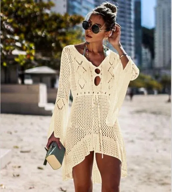 Crochet Maxi Dress Bikini Cover-Up - Sexy Beachwear for Women