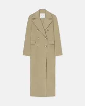 Damira - Double Wool And Silk Coat - Pale Olive