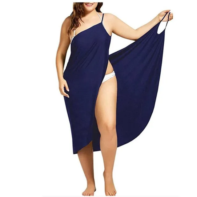 deanwangkt Women Beach Dress Sexy Sling  Wear Dress Sarong Bilini Cover Up Warp Pareo Dresses Backless  Swimwear Femme 5XL Plus Size stripe