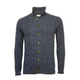 Donegal Blue Cashmere Cable Cardigan