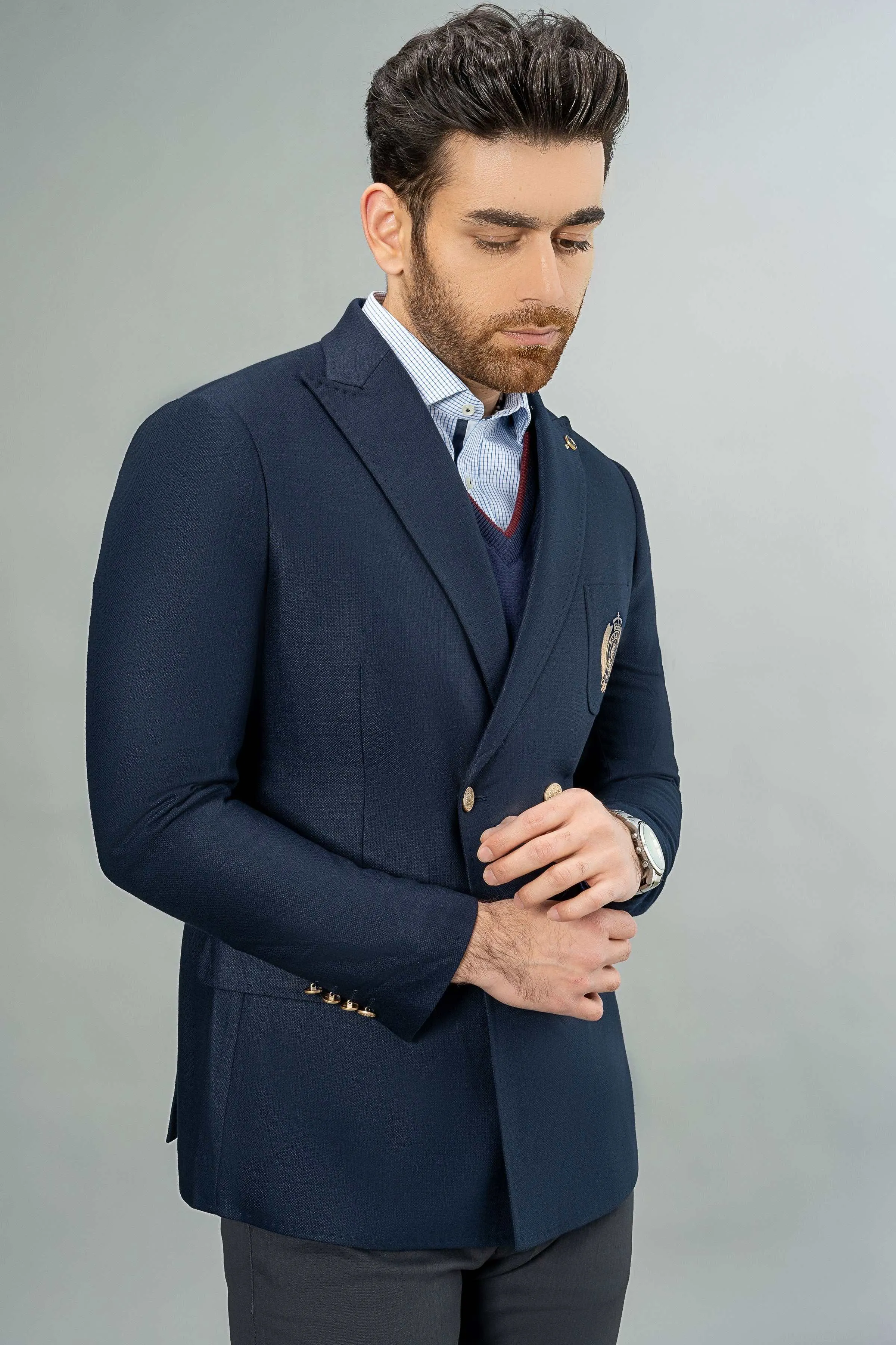 DOUBLE BREASTED COAT NAVY