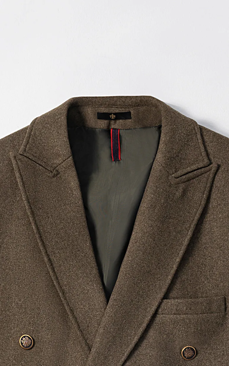 DOUBLE BREASTED LONG COAT LIGHT OLIVE