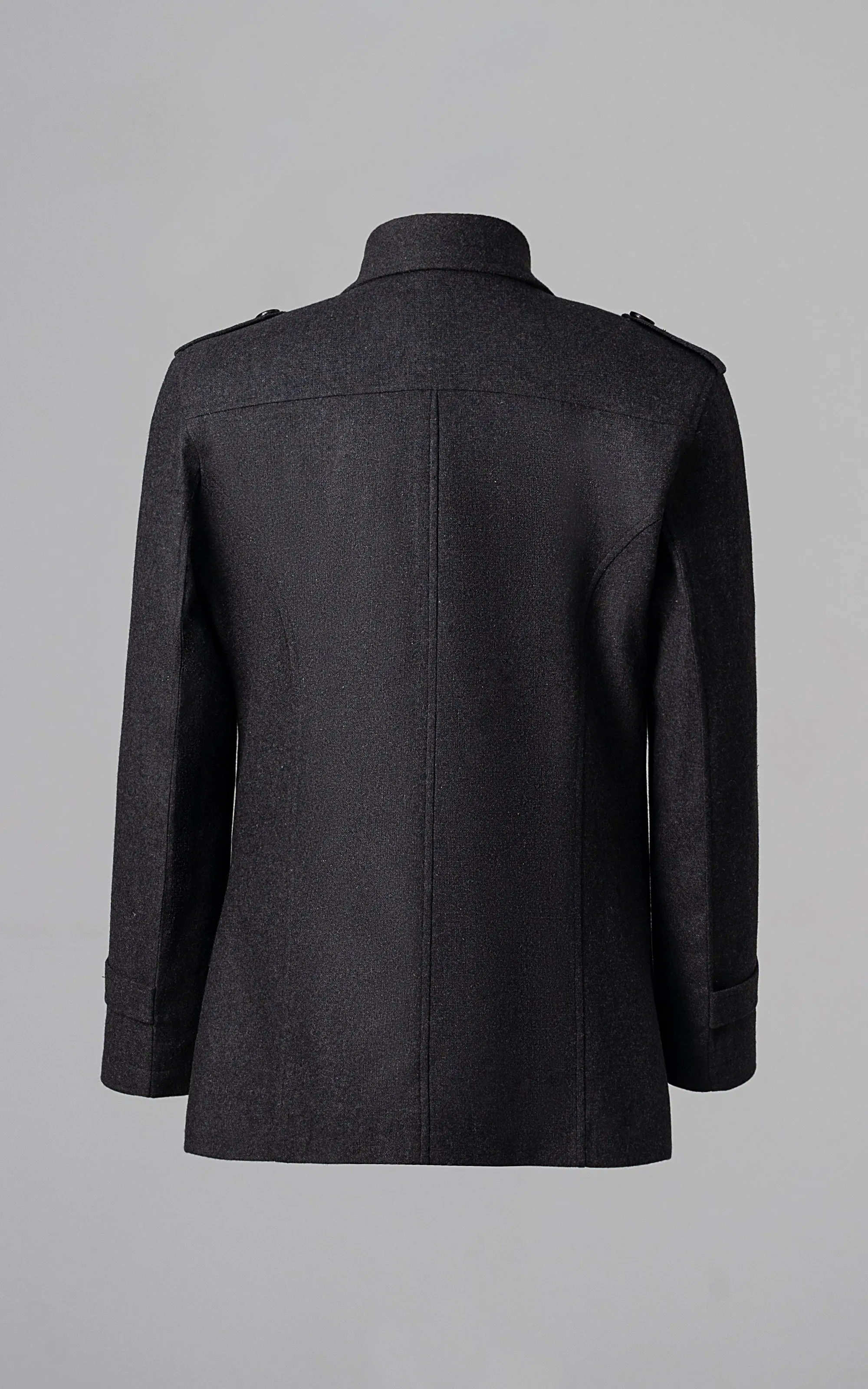 DOUBLE BREASTED PEACOAT COAT CHARCOAL