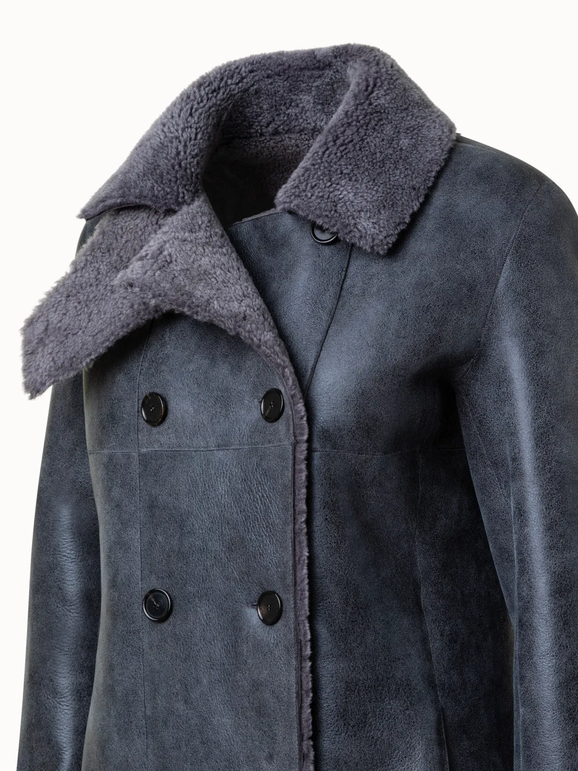 Double-Breasted Shearling Coat