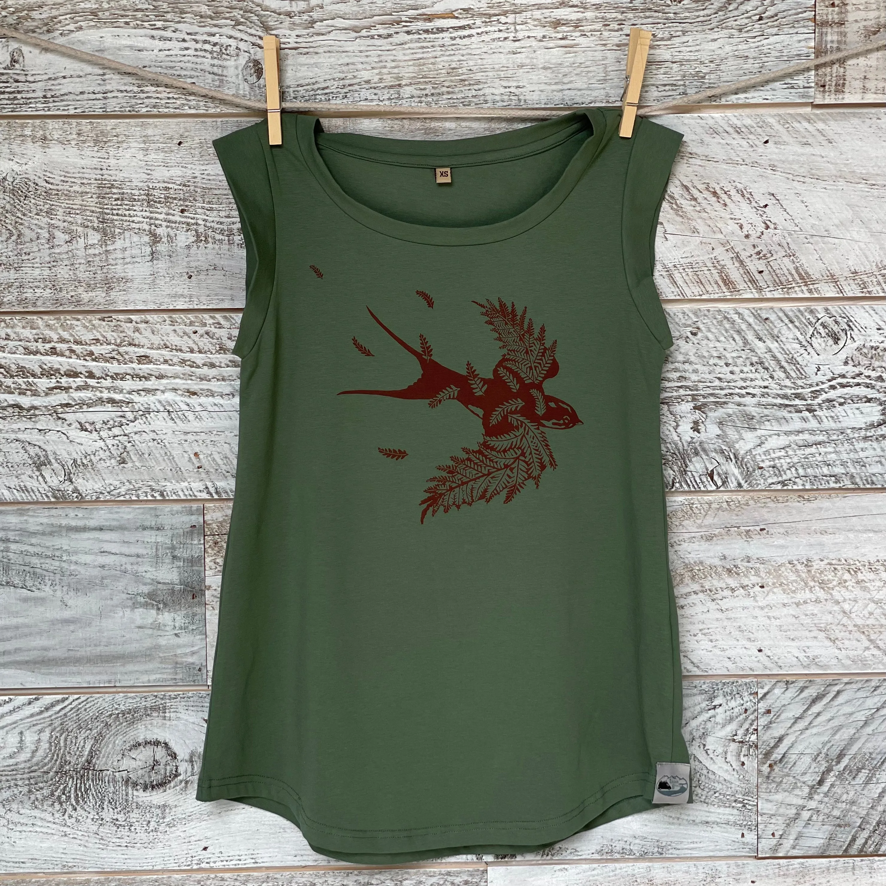 Fern Swallow  - Women’s Organic Cotton Cap Sleeve Tank Top