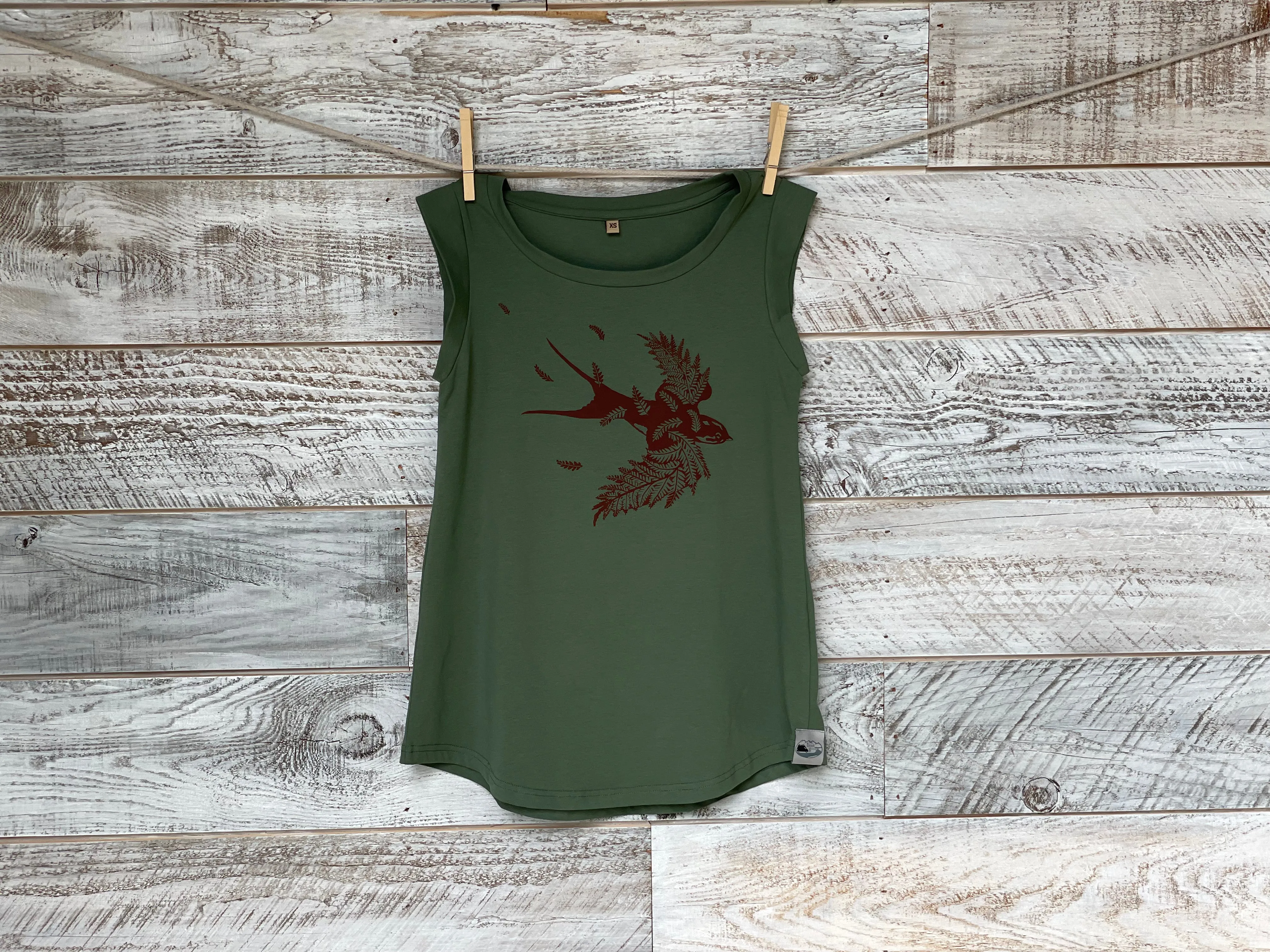 Fern Swallow  - Women’s Organic Cotton Cap Sleeve Tank Top