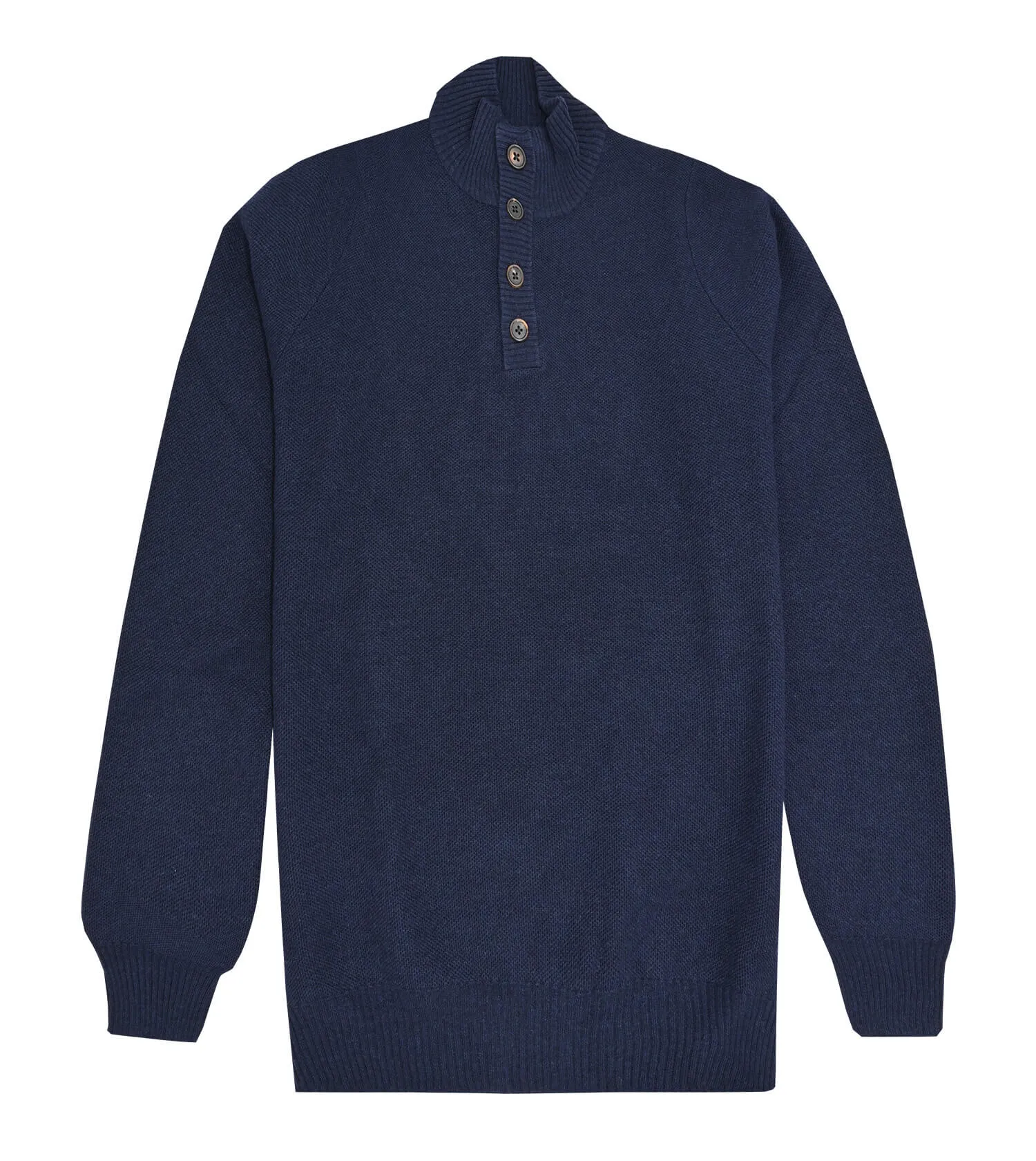 FIORONI CASHMERE Wool and Cashmere Buttoned Mock Sweater