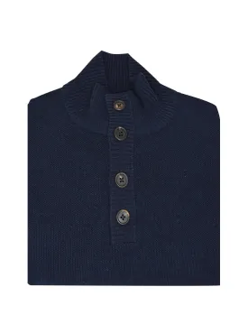 FIORONI CASHMERE Wool and Cashmere Buttoned Mock Sweater