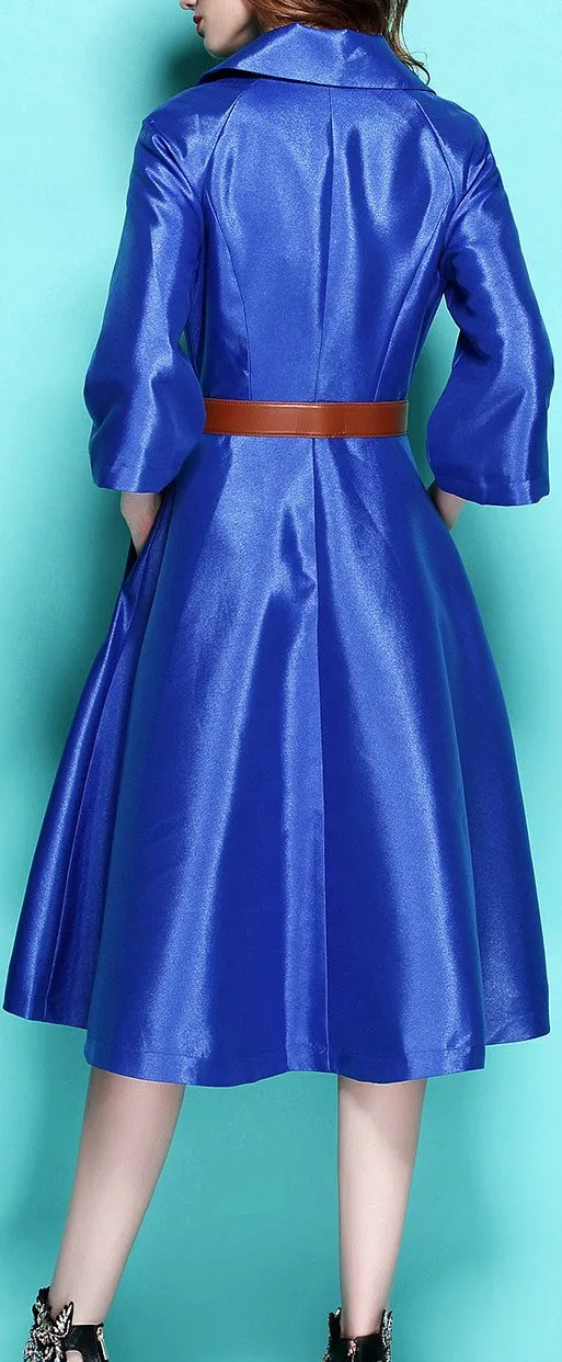 Fit & Flare Trench Coat - (Fuchsia/Purple, Blue, Navy Blue, Red)