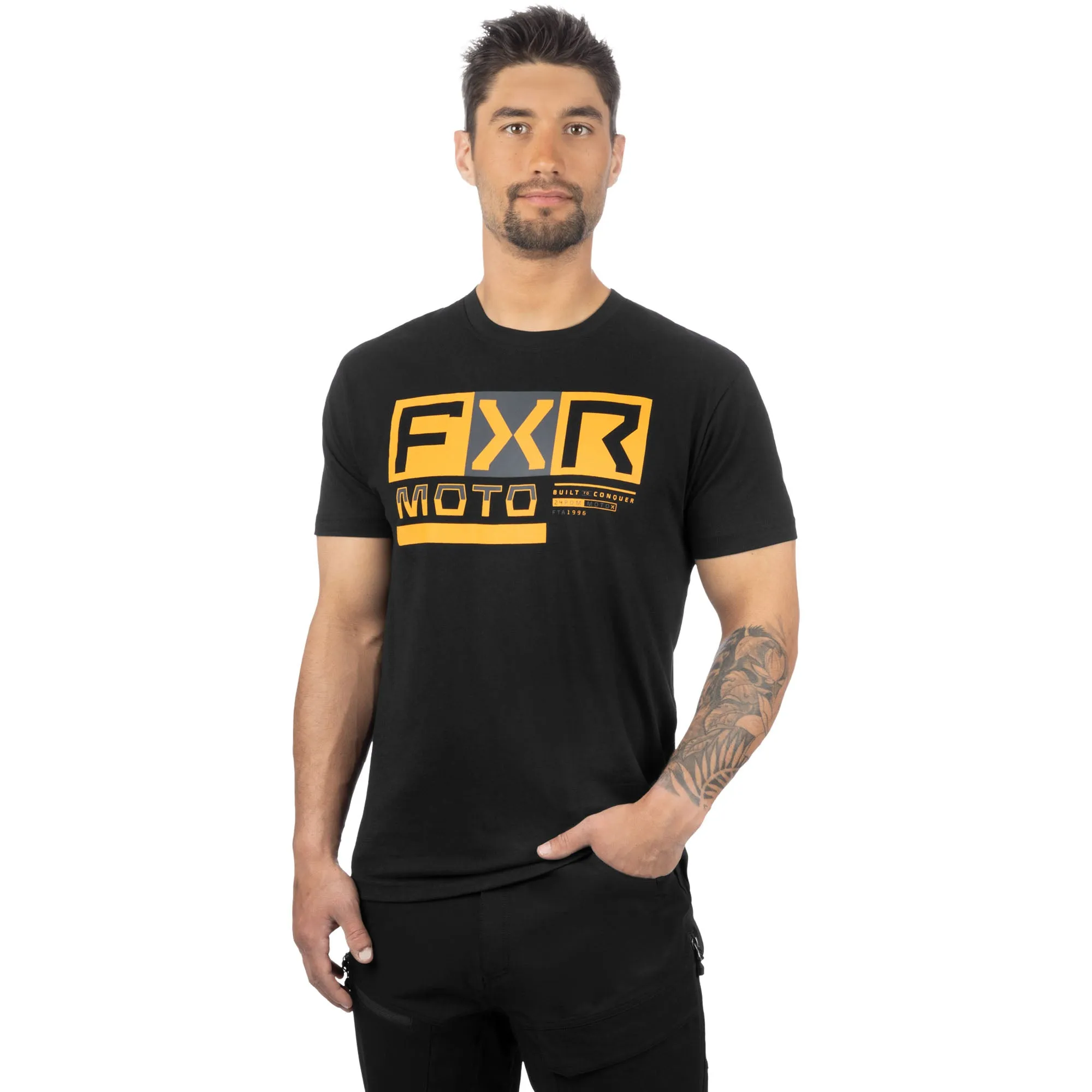 FXR  Mens Ride Premium T-Shirt Tee Short Sleeve Cotton Casual Black Gold