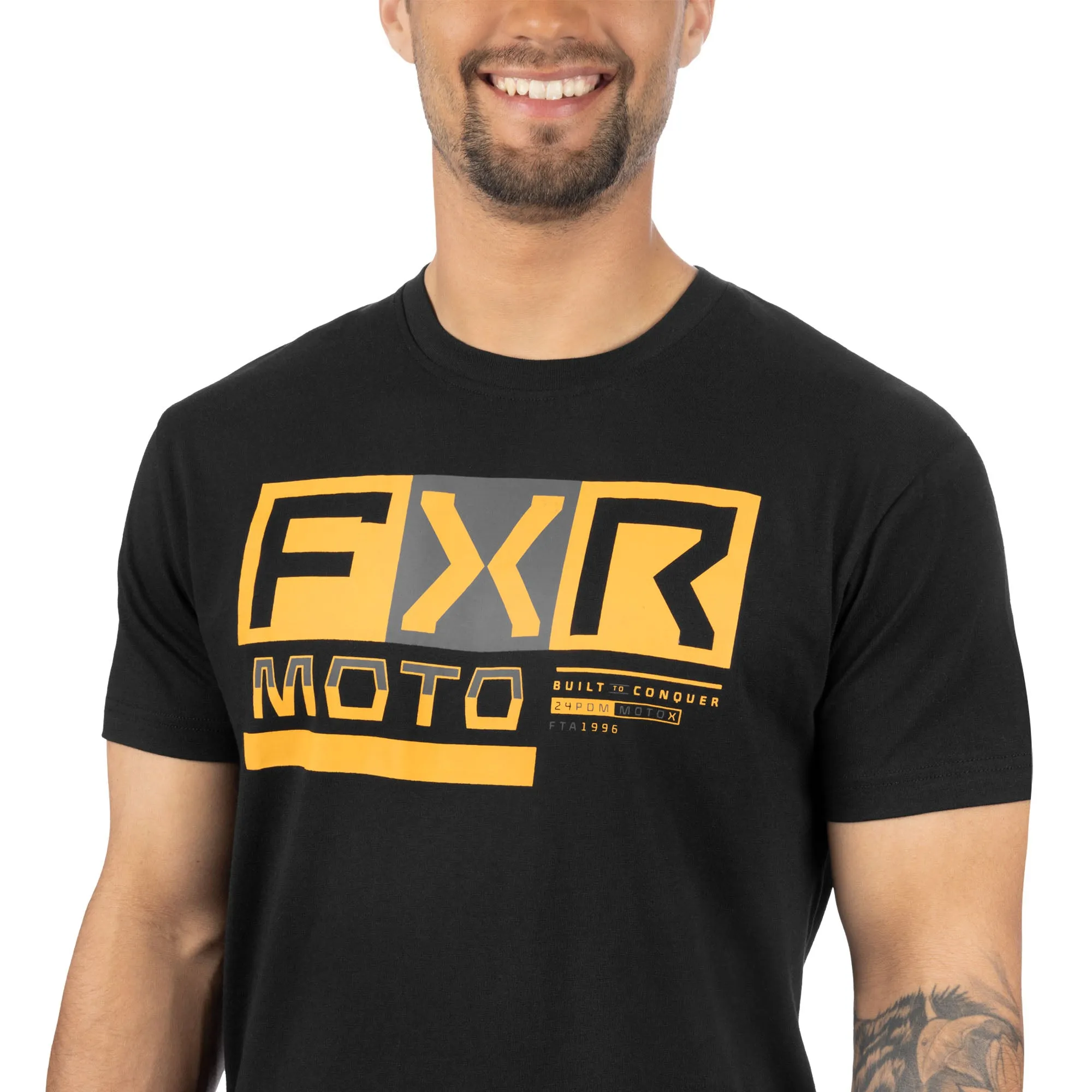 FXR  Mens Ride Premium T-Shirt Tee Short Sleeve Cotton Casual Black Gold