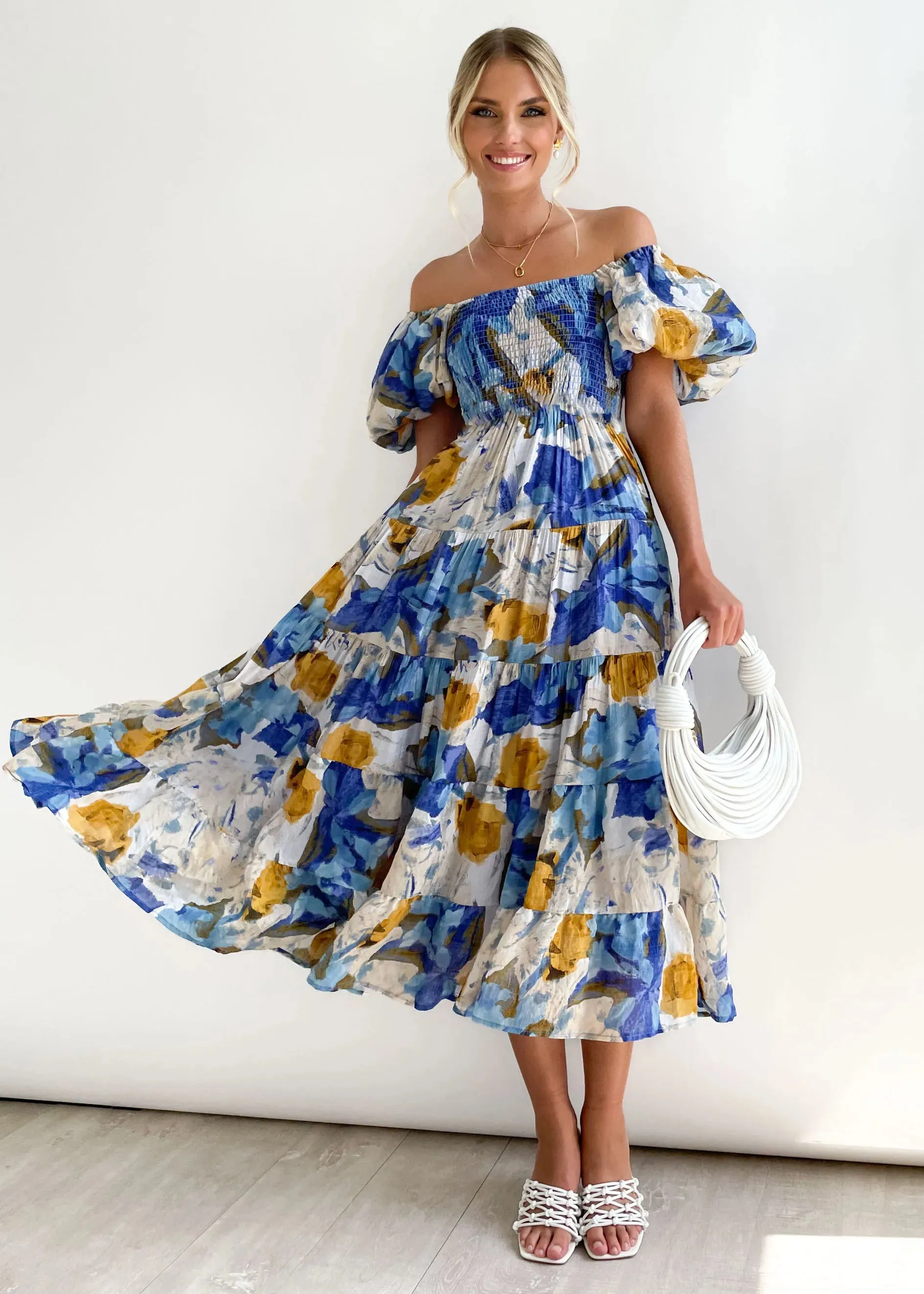 Girlary Cool Girl Dress Square Neck Lantern Sleeves High Waist One Shoulder Dress Loose Long Summer Dress Elegant Beach Dress Sweet