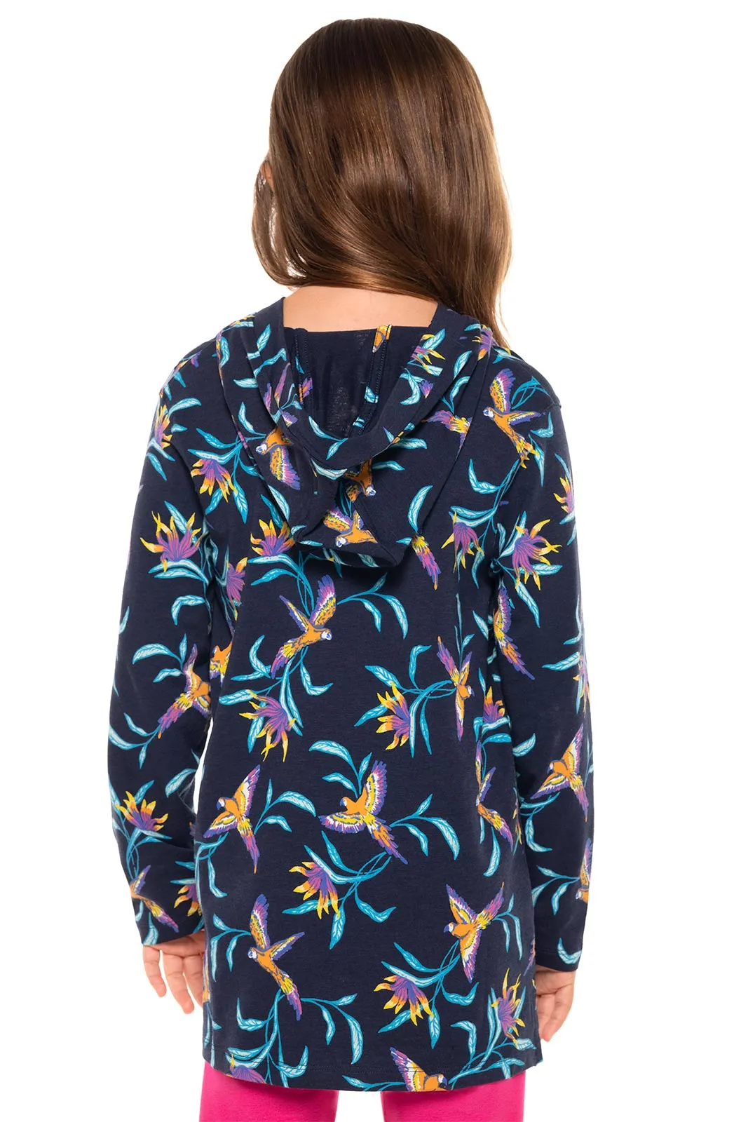 Girl's Catalina Beach Cover-Up Dress | Navy Birds of Paradise