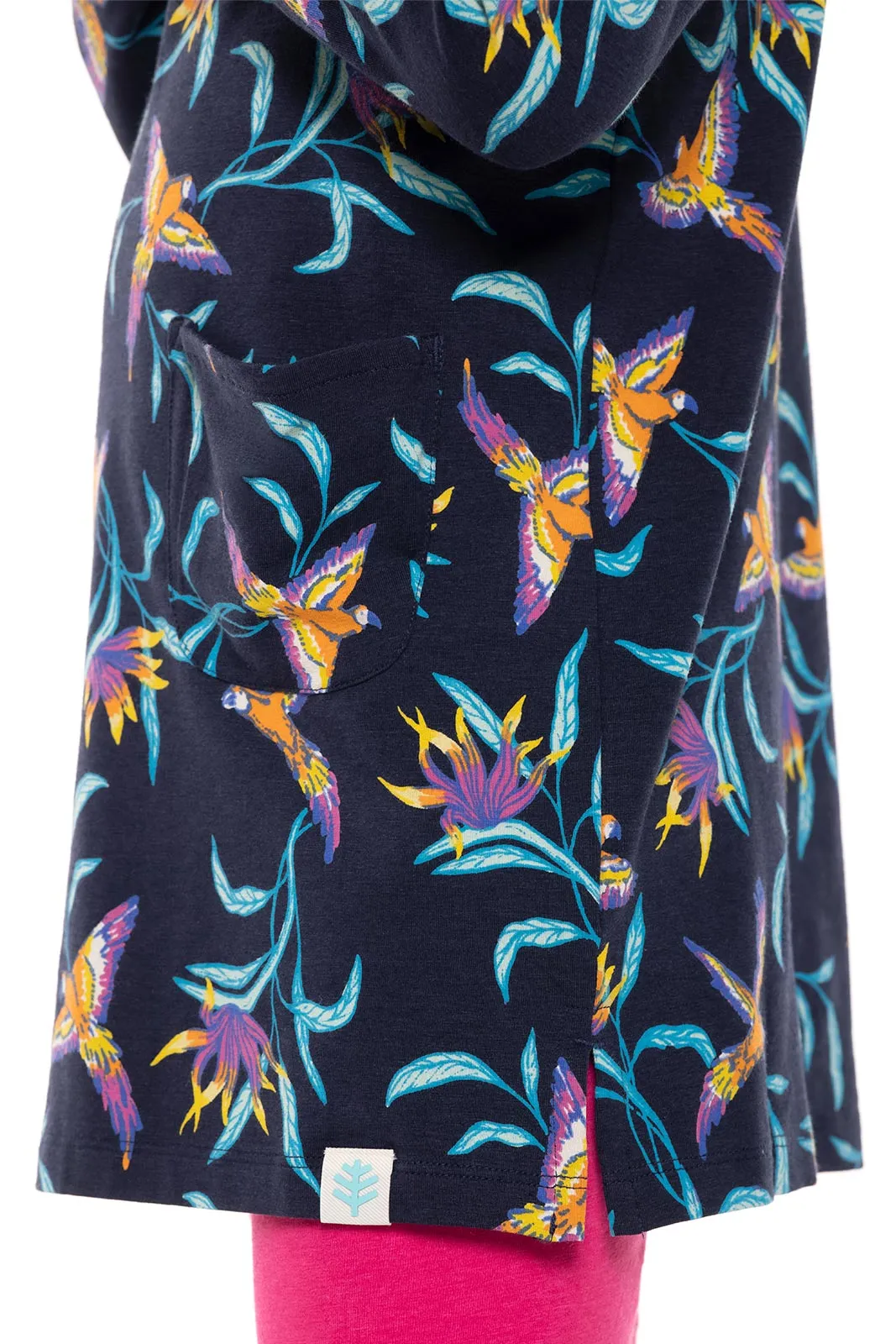 Girl's Catalina Beach Cover-Up Dress | Navy Birds of Paradise