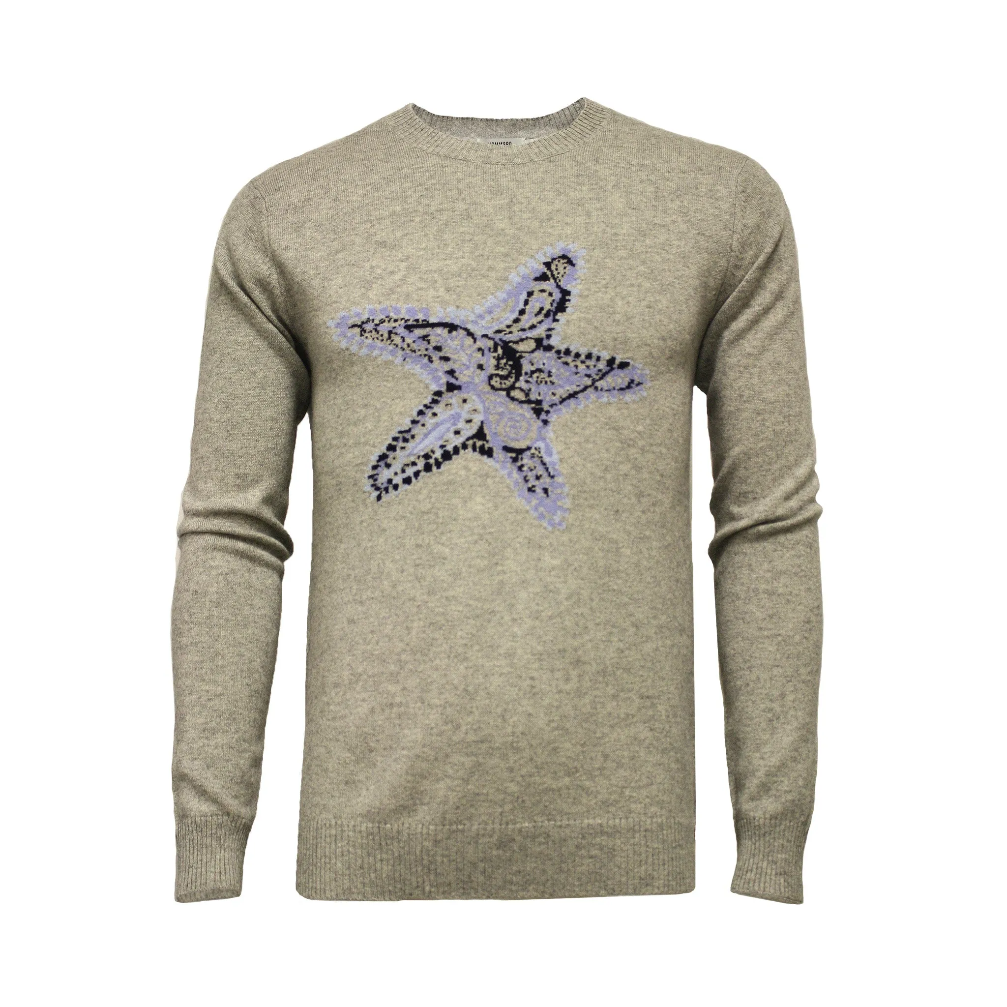 Grey Crew Neck Star Fish Intarsia