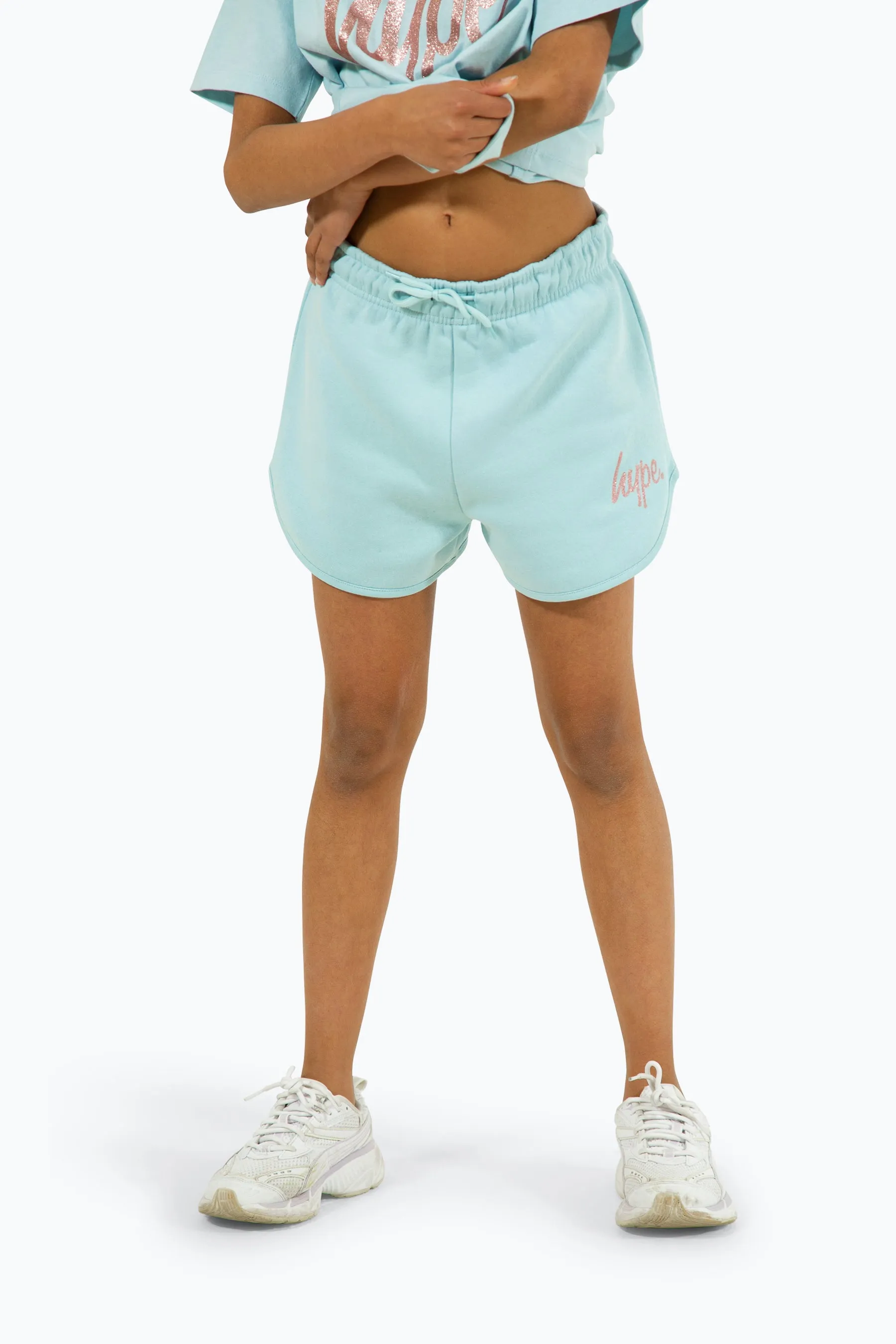 Hype Girls Light Blue Script Shorts